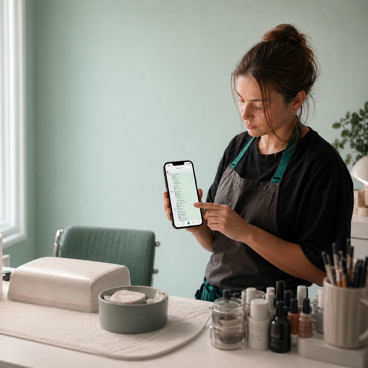 Professional managing bookings on Vynt app
